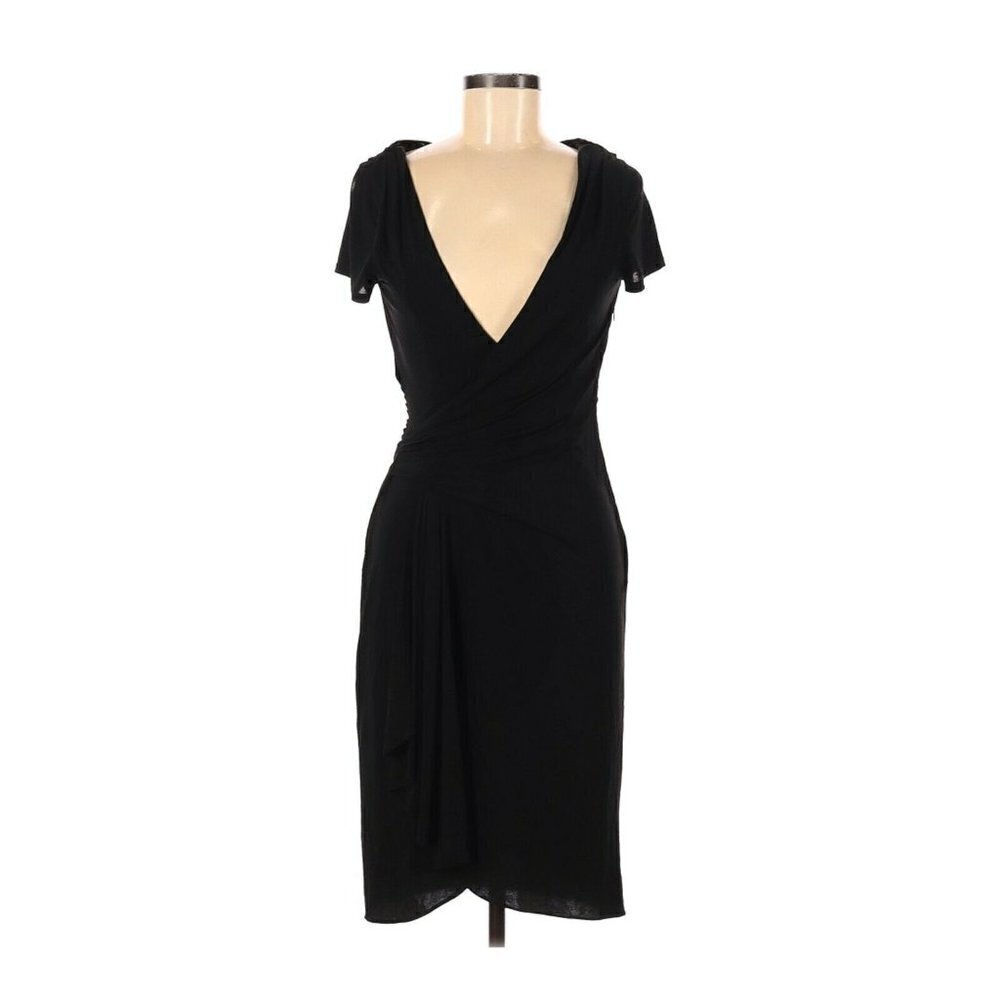 DAVID MEISTER Dress Sz‎ 6 Black Knee Length V Neck